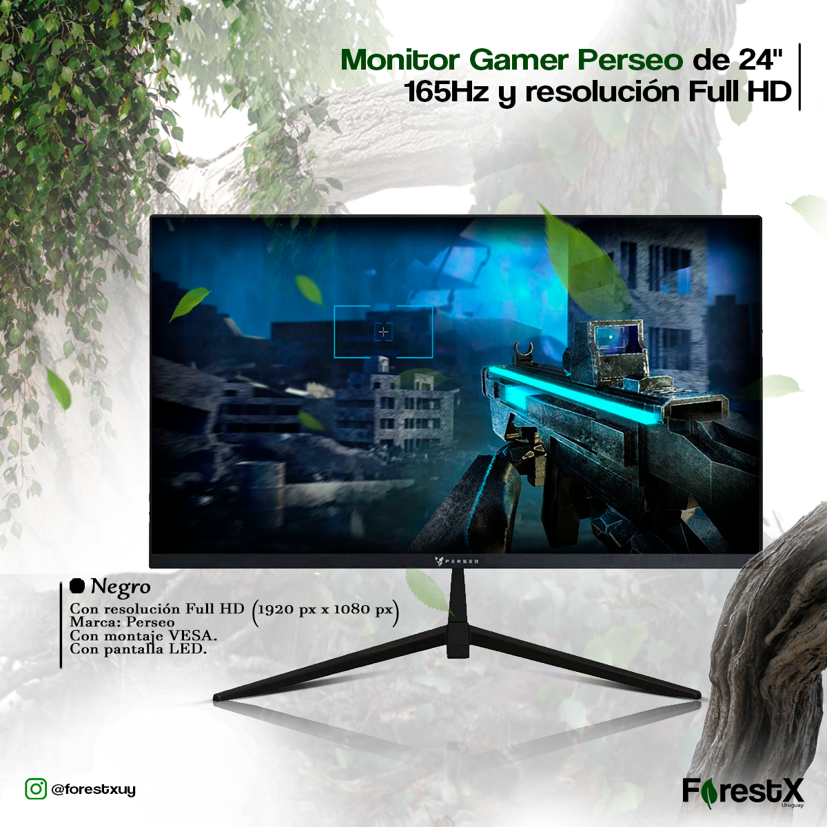 Monitor Gamer Perseo con pantalla de 24" 165Hz y resolución Full HD