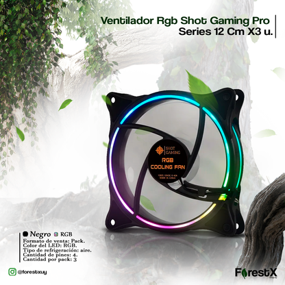 Ventilador Rgb Shot Gaming Pro Series 12 Cm X3 u. RGB Negro